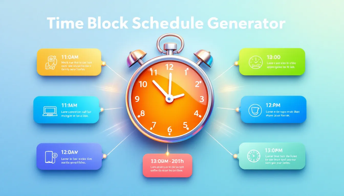 Boost your productivity with our Time Block Schedule Generator - transform your chaotic day into a well-structured, efficient workflow.