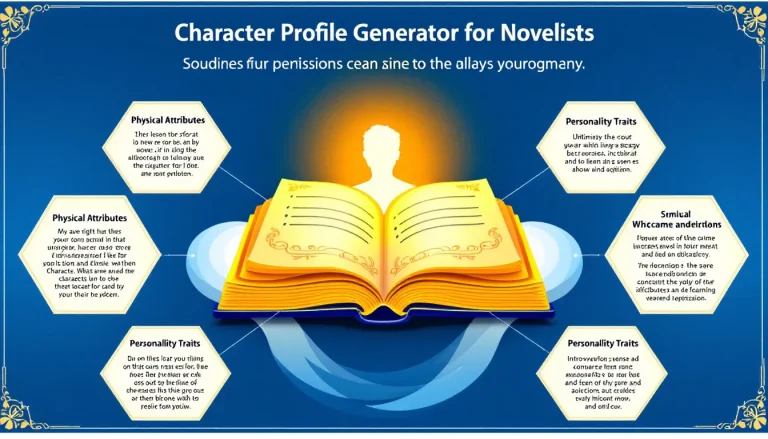 Revolutionize your novel writing process with our Character Profile Generator - bringing your fictional personas to life in minutes.