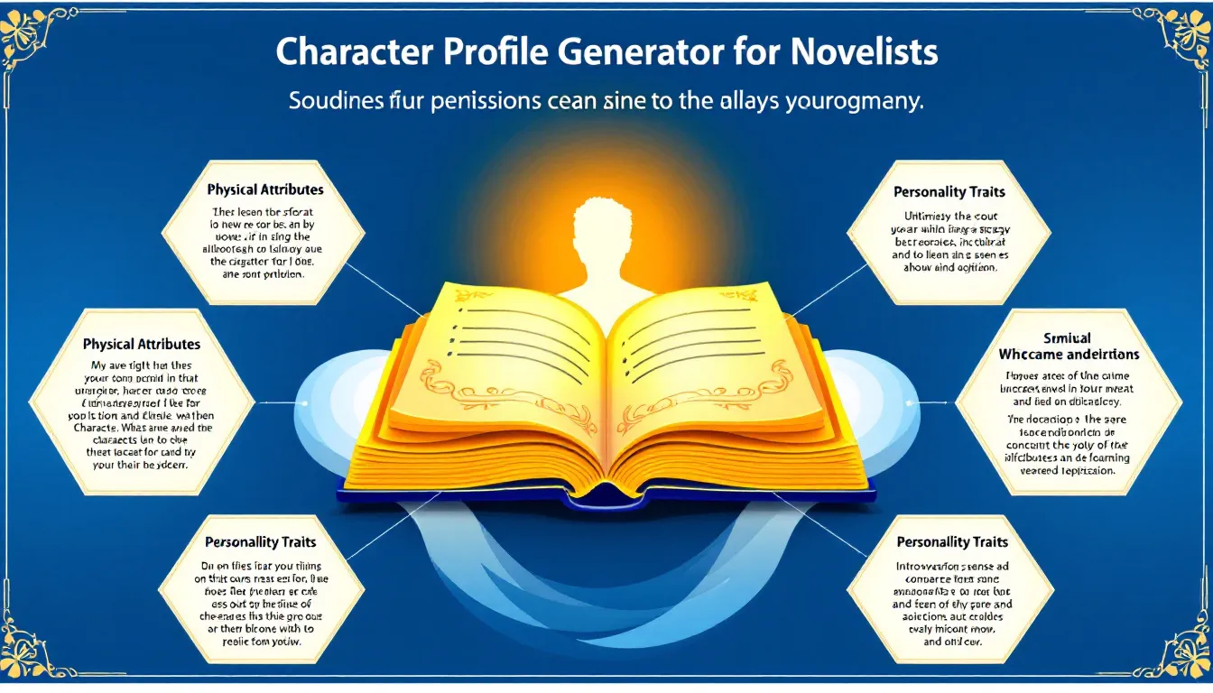 Revolutionize your novel writing process with our Character Profile Generator - bringing your fictional personas to life in minutes.