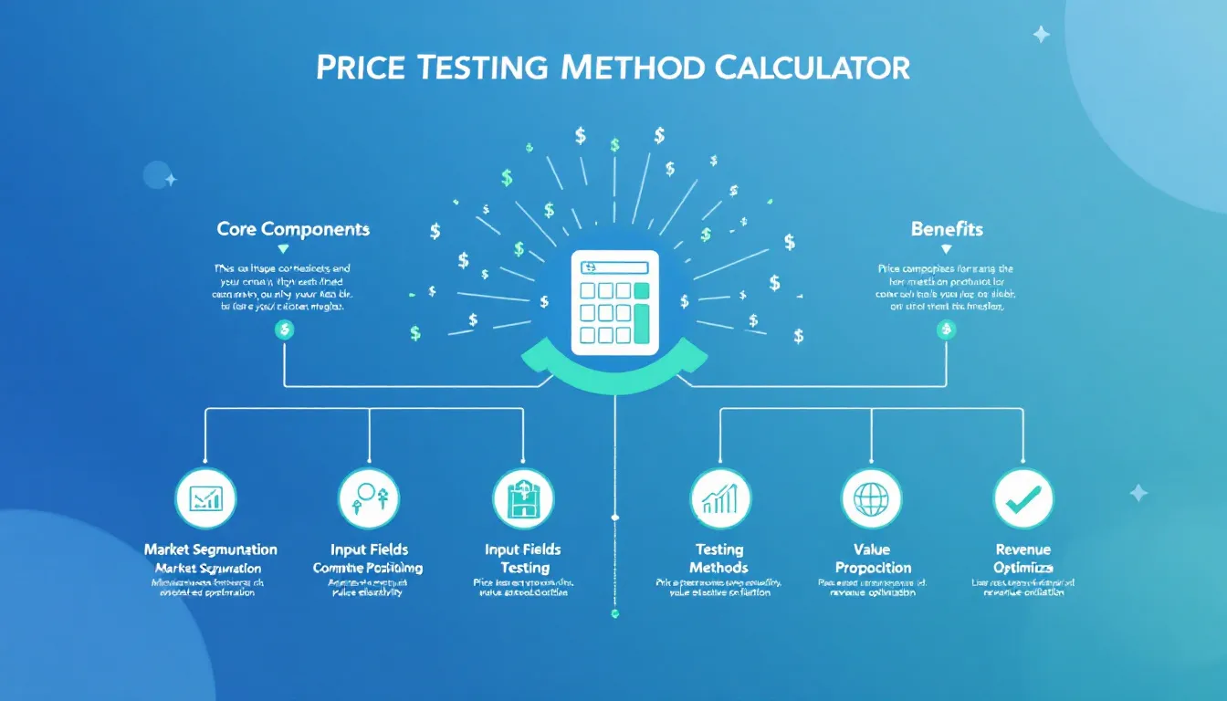 Master your product pricing strategy with our comprehensive Price Testing Method Calculator - transform market data into optimal pricing decisions through data-driven testing methods.