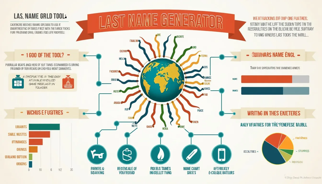 Discover the power of AI-driven surname generation with our Last Name Generator tool, offering culturally diverse and authentic names for various creative and practical applications.