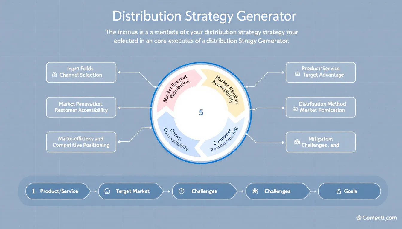 Transform your market expansion strategy with our Distribution Strategy Generator - the intelligent tool that creates customized distribution plans based on your unique business needs and goals.