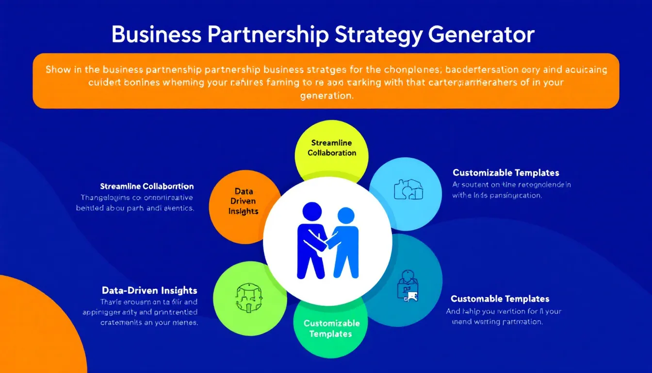 Revolutionize your business growth with our Business Partnership Strategy Generator - transforming your unique inputs into tailored partnership tactics in minutes.