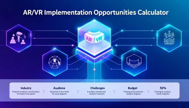 Transform your business with our AR/VR Implementation Opportunities Calculator - a sophisticated tool that analyzes your specific needs and generates tailored immersive technology solutions.