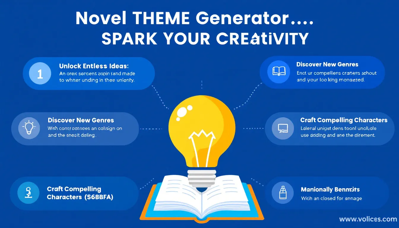 Revolutionize your writing process with the Novel Theme Generator - transforming your ideas into captivating themes tailored for your target audience.