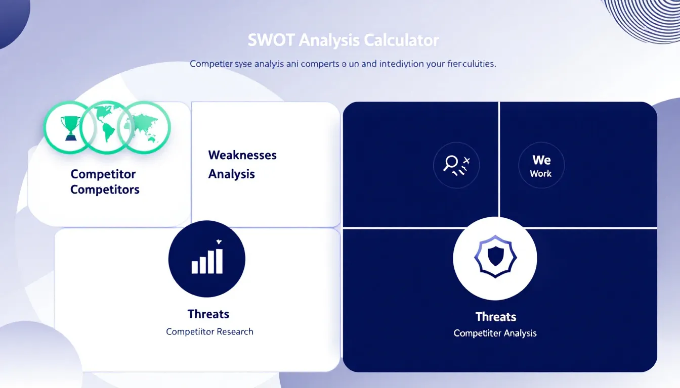 Transform your business strategy with our SWOT Analysis Calculator - compare your company against top competitors and generate comprehensive insights in minutes.