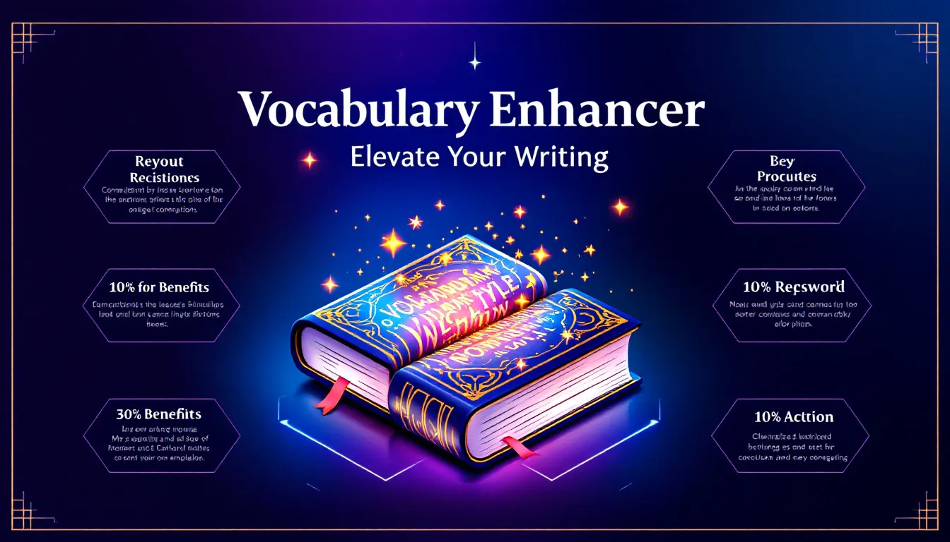 Unlock the power of words with our Vocabulary Enhancer tool - transform your writing from ordinary to extraordinary in just a few clicks.