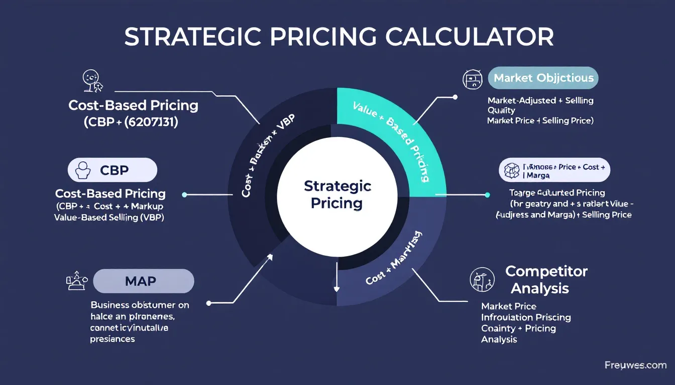 Transform your pricing strategy with our Strategic Pricing Calculator - a sophisticated tool that combines customer insights, market analysis, and value-based calculations to determine optimal product and service rates.