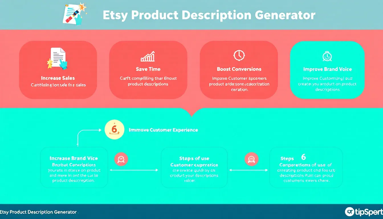 Boost your Etsy sales with our Product Description Generator - transform product details into compelling, SEO-friendly listings in minutes.