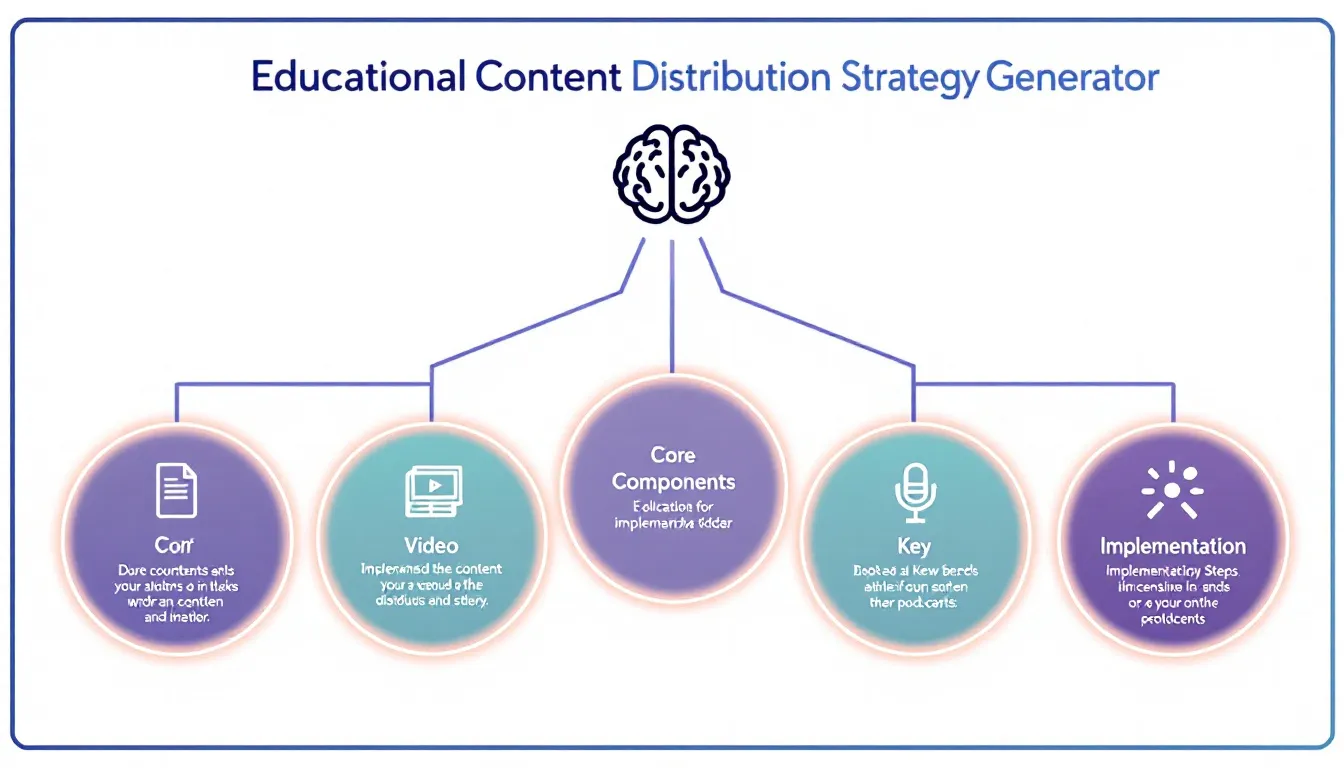 Transform your brand's educational content strategy with our comprehensive Distribution Strategy Generator - combining audience insights, content planning, and distribution channels into one powerful tool.