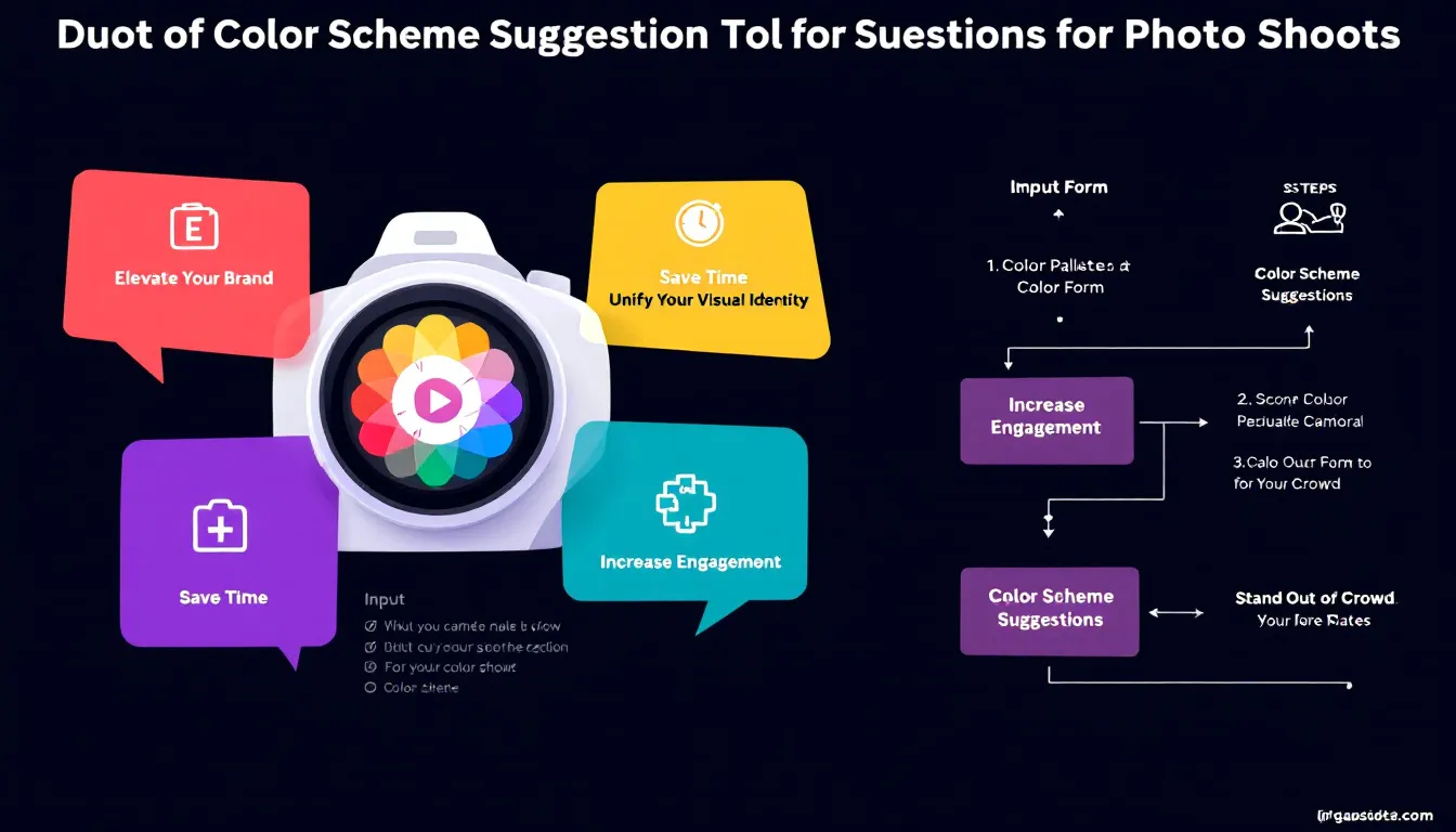 Elevate your photography with our Color Scheme Suggestion Tool - turning your creative vision into perfectly coordinated, visually striking photo shoots.