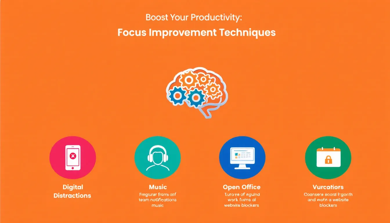 Discover personalized strategies to enhance your focus and skyrocket productivity with our comprehensive Focus Improvement Techniques infographic.