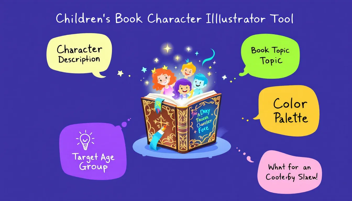 Unleash your creativity with our Children's Book Character Illustrator Tool - bringing imaginative characters to life for young readers!