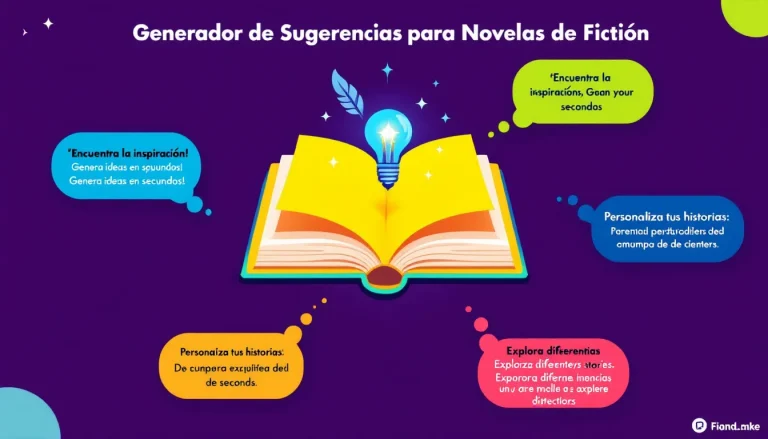 Desbloquea tu creatividad literaria con nuestro Generador de Sugerencias para Novelas de Ficción - transformando tus ideas en narrativas cautivadoras en minutos.