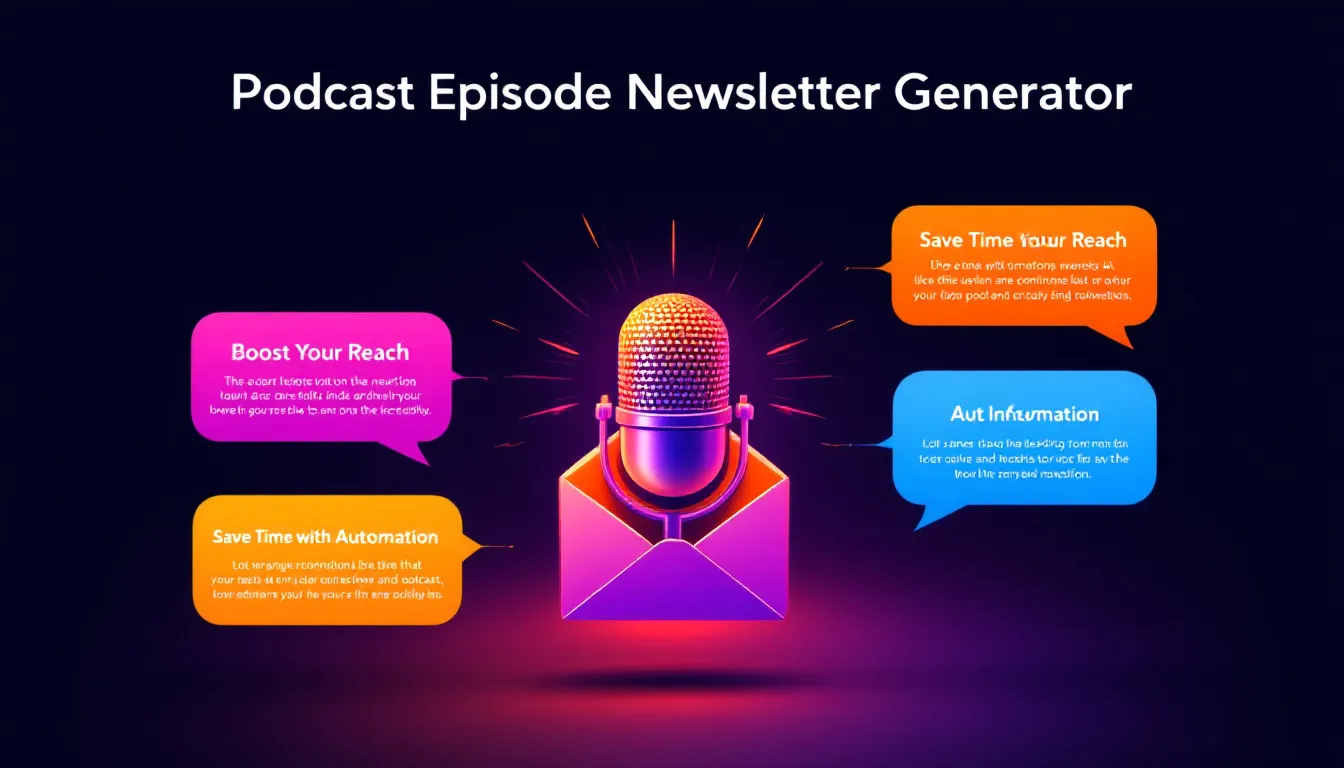 Streamline your podcast promotion with the Podcast Episode Newsletter Generator - create engaging, professional newsletters in minutes to boost your audience engagement.