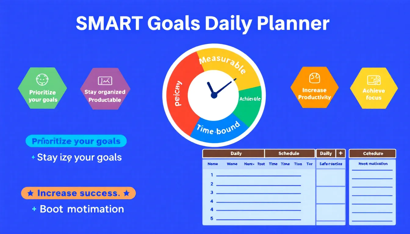 Boost your productivity and achieve your goals with the SMART Goals Daily Planner - your ultimate tool for efficient task management and personal growth.