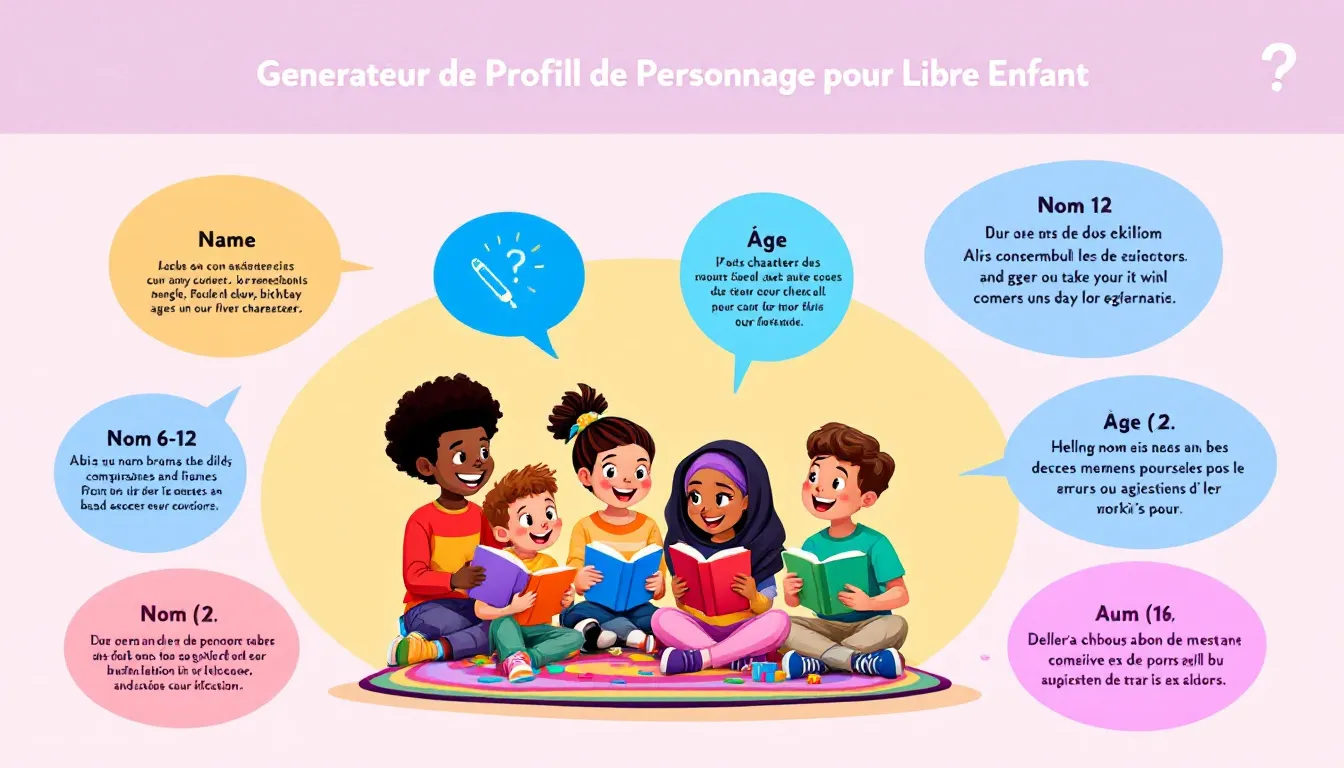 Découvrez notre Générateur de Profil de Personnage pour Livre Enfant : un outil innovant pour créer des héros captivants en quelques clics !