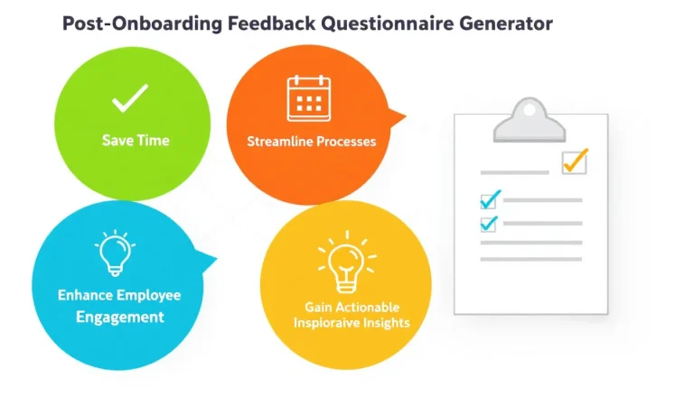 Revolutionize your onboarding process with our Post-Onboarding Feedback Questionnaire Generator - creating tailored, comprehensive feedback forms in minutes.