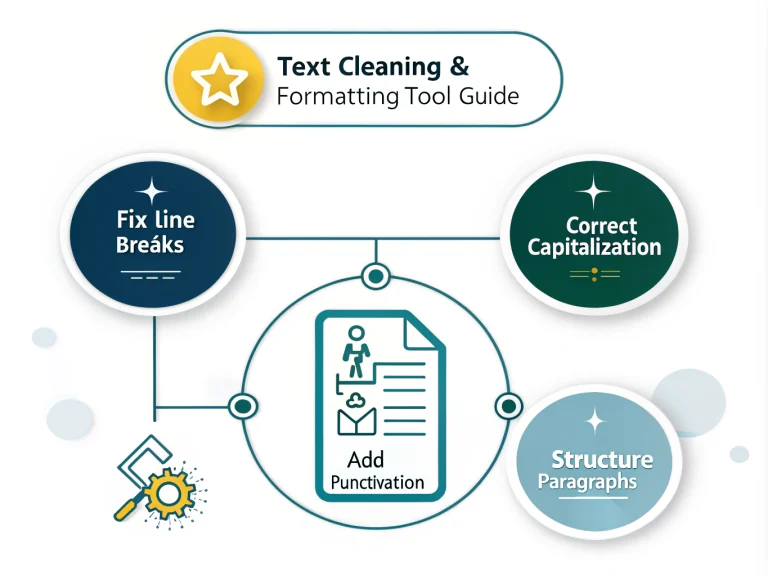 Transform messy, poorly formatted text into clean, professional content with our Text Cleaning & Formatting Tool - your ultimate solution for perfect document formatting.