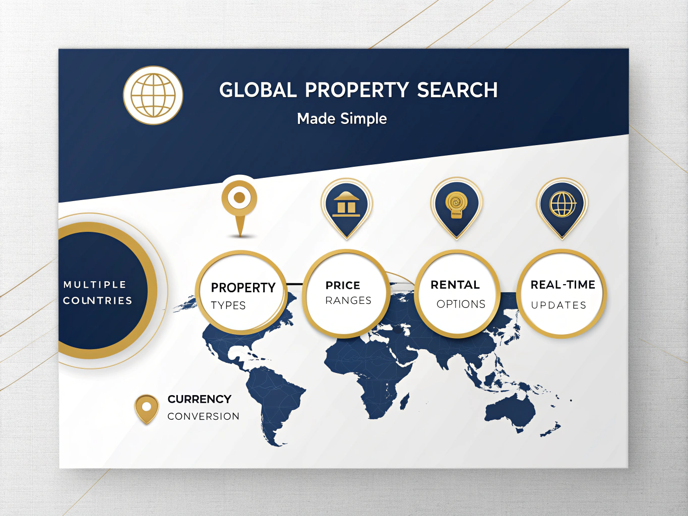 Navigate international real estate effortlessly with our comprehensive Global Property Search Tool - your all-in-one solution for finding properties worldwide.