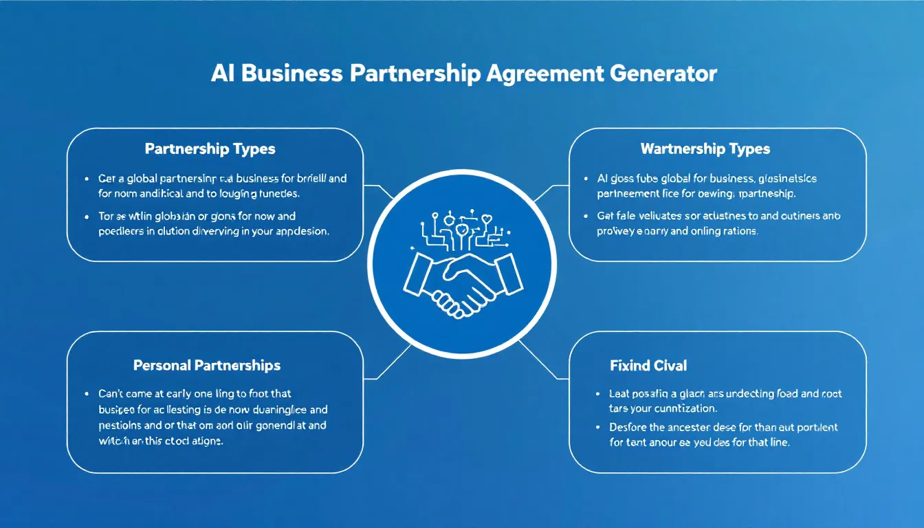 Streamline your business partnership formation with our AI-powered Agreement Generator - create comprehensive, customized legal documents in minutes instead of hours.