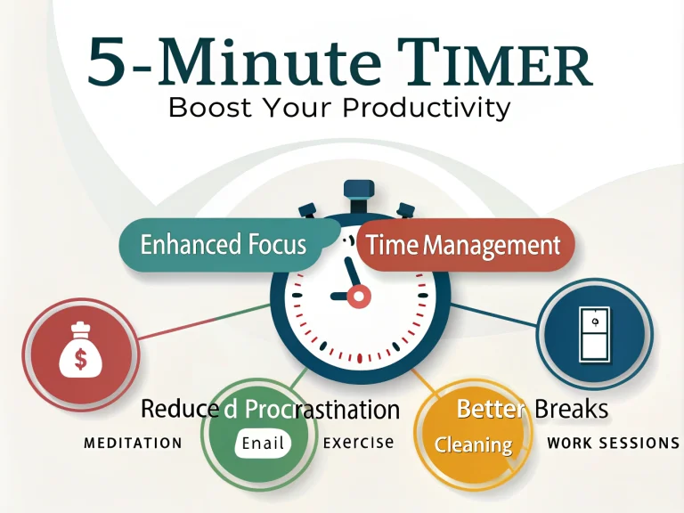 Transform your productivity with our 5-Minute Timer - the perfect tool for focused work sessions, quick breaks, and efficient time management.