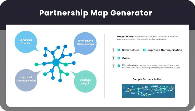 Transform complex stakeholder relationships into clear, compelling visualizations with our Partnership Map Generator - the essential tool for creating powerful grant proposals and project plans.