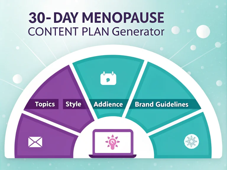 Transform your menopause-focused social media strategy with our innovative 30-Day Content Plan Generator - your ultimate tool for creating consistent, engaging, and empowering content for women navigating perimenopause and menopause.