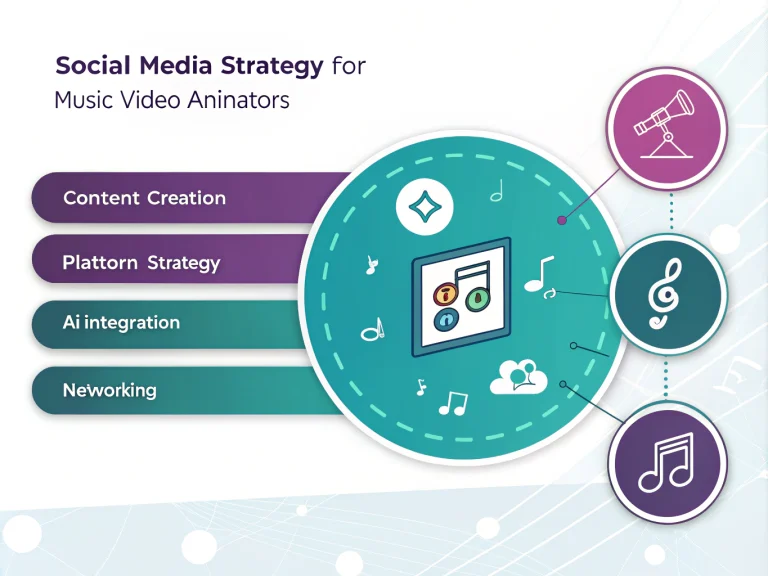 Transform your music video animation career with a data-driven social media strategy that combines creative content, AI integration, and strategic networking across platforms.