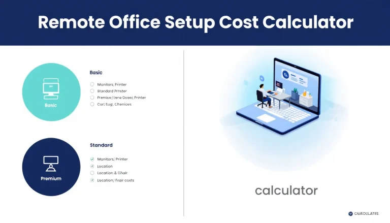 Calculate your complete remote office setup costs with our intuitive calculator tool - from essential equipment to recurring expenses, make informed decisions for your home workspace investment.