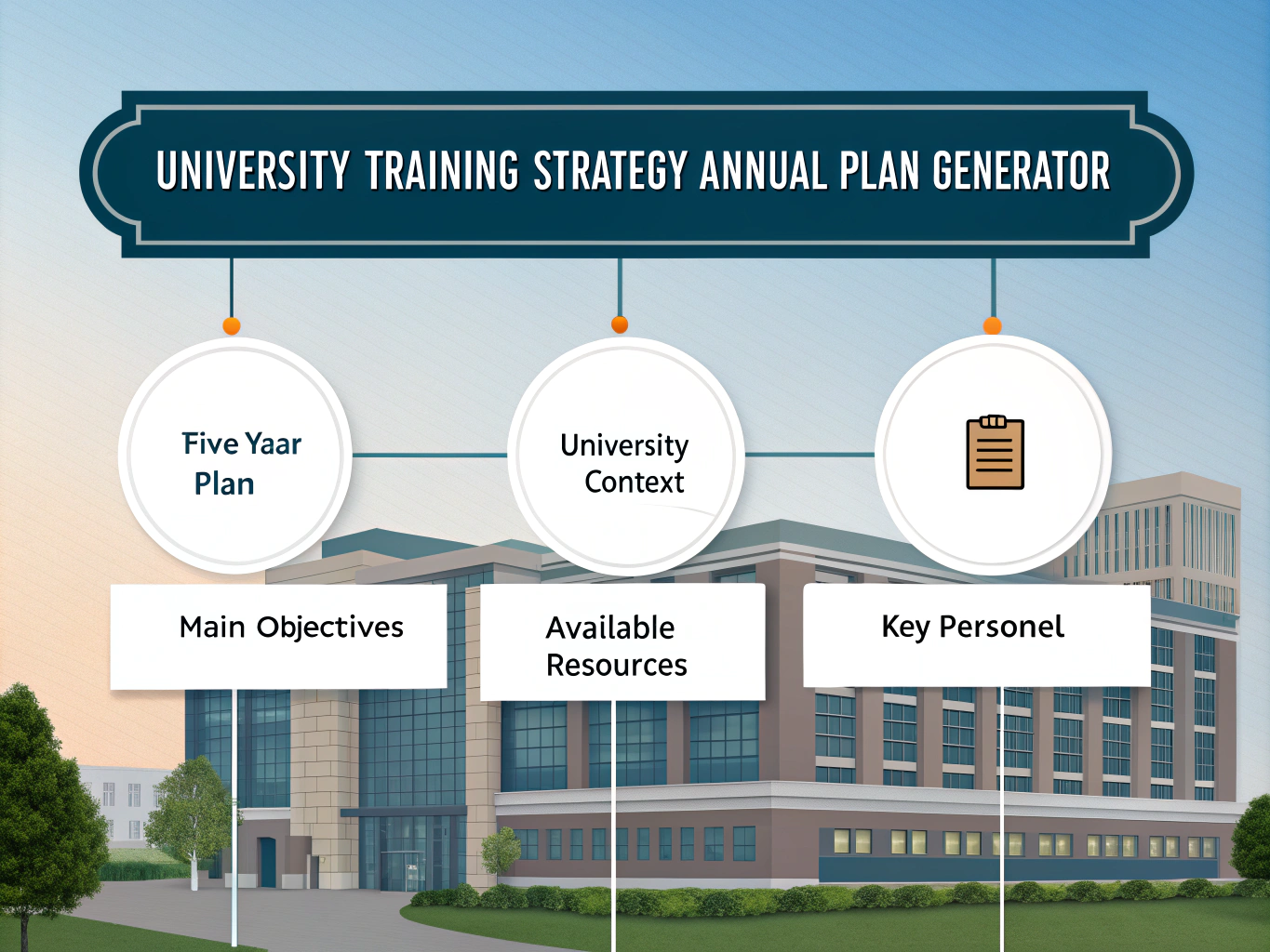 Transform your university's training initiatives with our Annual Plan Generator - streamlining the creation of comprehensive, strategic training plans aligned with long-term institutional goals.