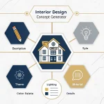 Transform your interior design workflow with our innovative Concept Generator - streamlining the creative process from inspiration to detailed design specifications in one comprehensive tool.