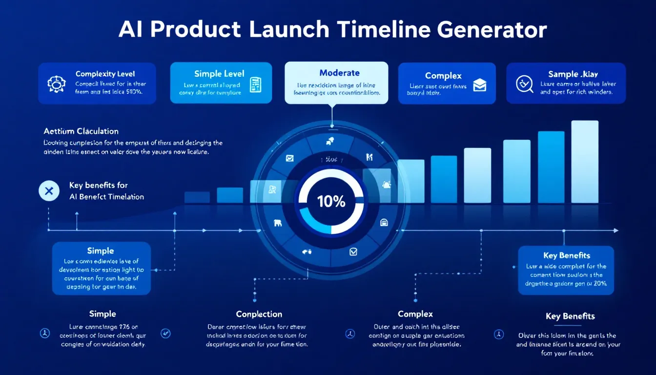 Streamline your AI product development planning with our interactive Timeline Generator tool - precisely calculate project durations based on team size, data complexity, and model sophistication.