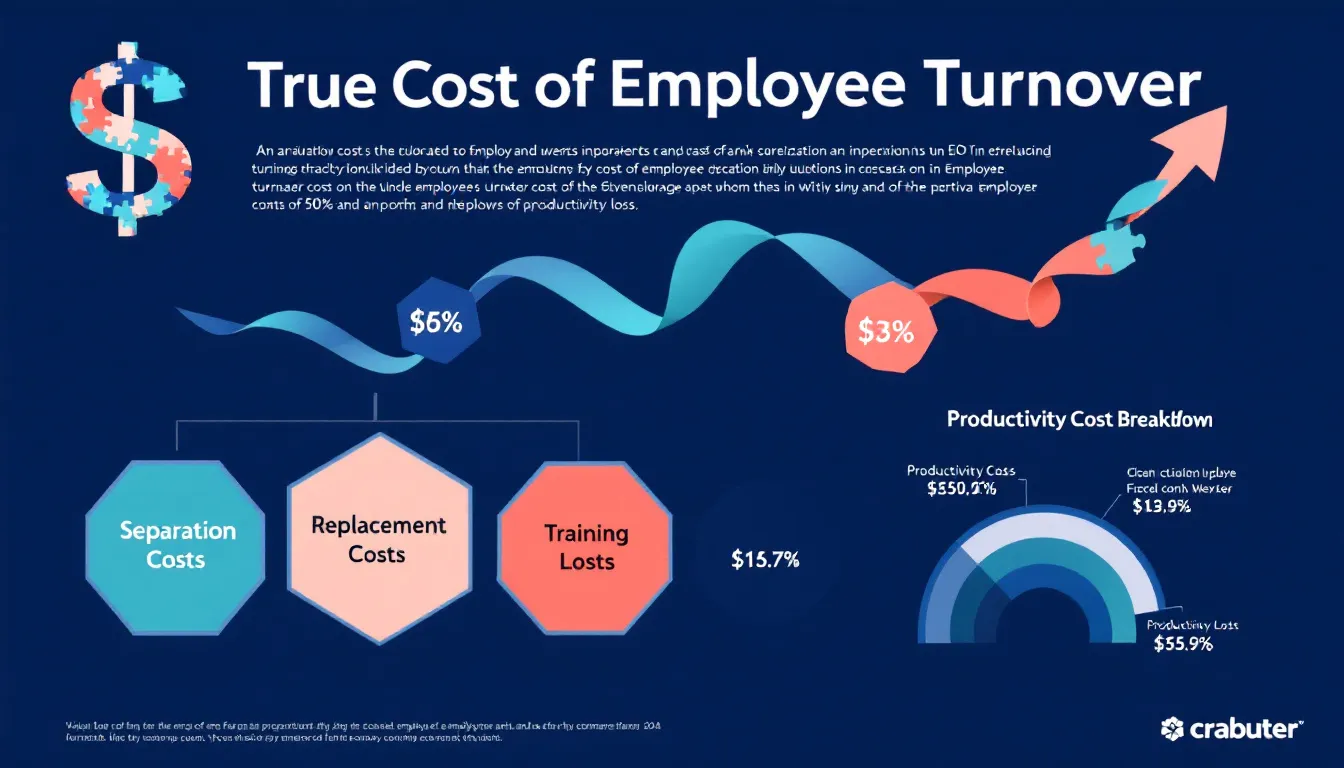 Discover the hidden financial impact of employee turnover with our comprehensive cost breakdown infographic, revealing how a single departure can cost up to 90% of an employee's annual salary.