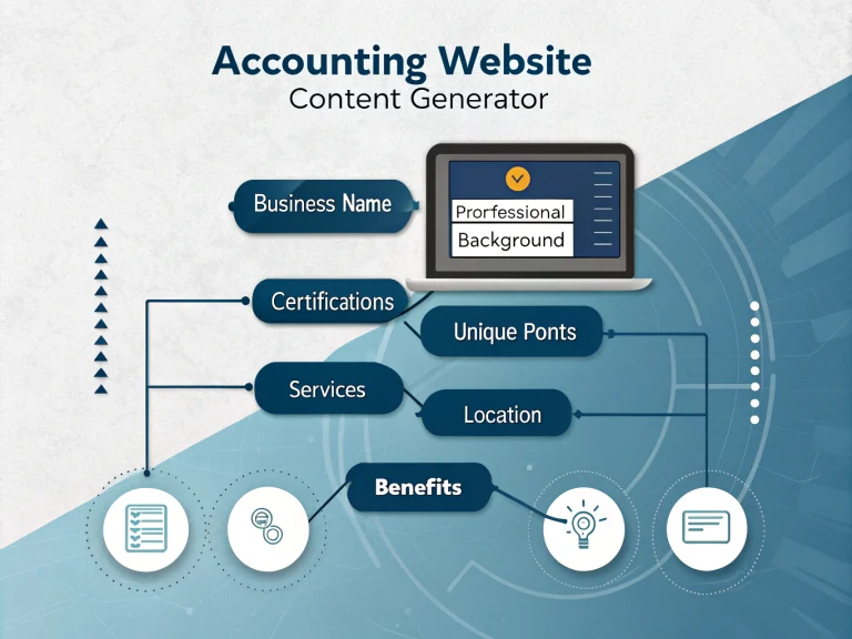 Transform your accounting firm's online presence with our Website Content Generator - creating professional, engaging content tailored to your unique expertise and services in minutes.