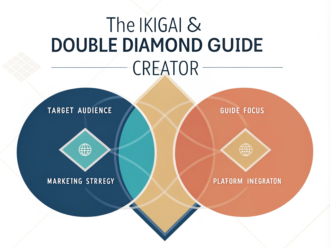 Transform your guide creation process with our innovative tool that combines the wisdom of Ikigai with the structured approach of the Double Diamond design thinking model.