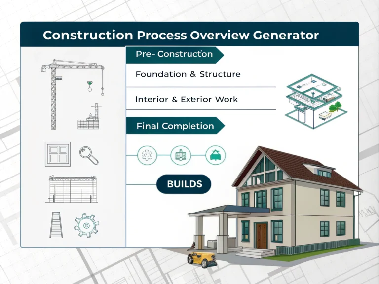 Transform your construction project planning with our interactive Construction Process Overview Generator - your comprehensive guide from foundation to final touches.