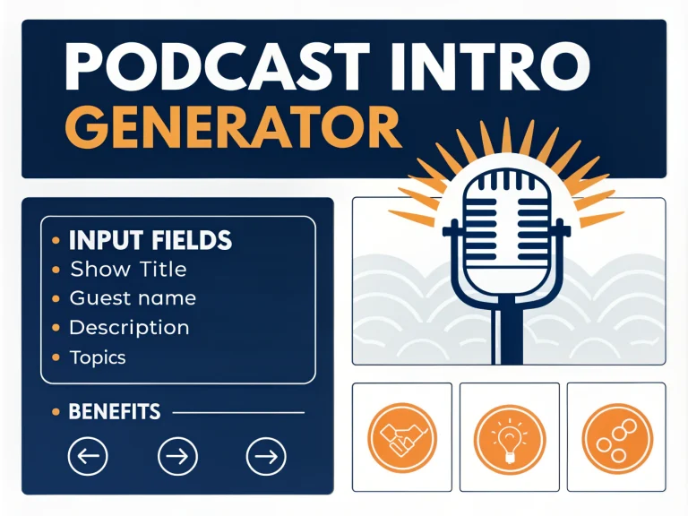 Transform your podcast production workflow with our AI-powered Intro Generator - create professional, engaging show openers in seconds instead of hours.