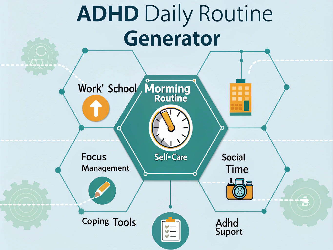 Transform your daily life with the ADHD Daily Routine Generator - a comprehensive tool that creates personalized, structured schedules tailored to your unique ADHD management needs.