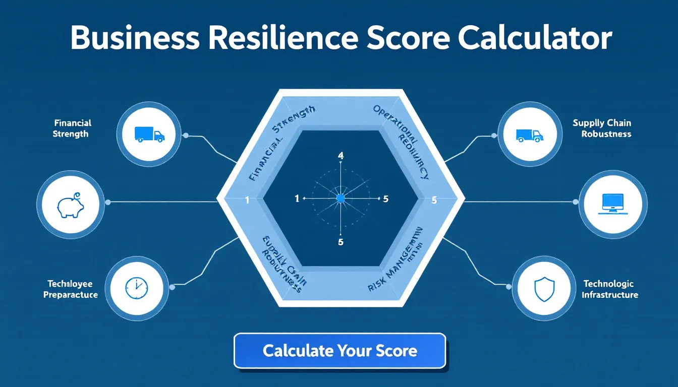 Transform your organization's resilience assessment with our comprehensive Business Resilience Score Calculator - visualizing six critical factors that determine your company's ability to withstand disruptions.