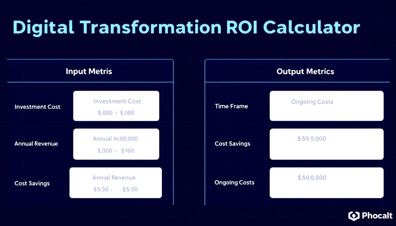 Master your digital transformation investments with our comprehensive ROI Calculator - turning complex financial metrics into clear, actionable insights for strategic decision-making.