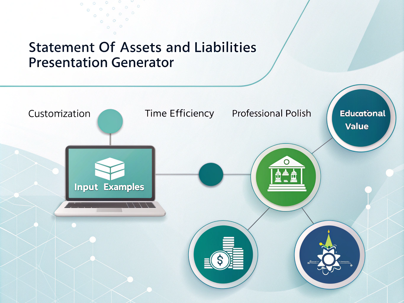 Transform complex financial concepts into engaging presentations with our Statement of Assets and Liabilities Presentation Generator - your automated solution for creating professional, audience-tailored financial content.