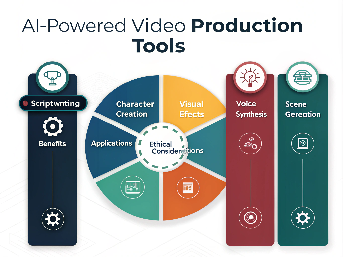 Discover how AI is revolutionizing video production with smart tools that enhance storytelling across scriptwriting, character creation, visual effects, voice synthesis, and scene generation.