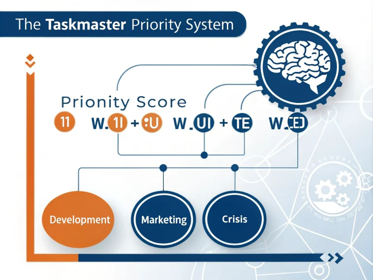 Master your daily productivity with The Taskmaster Priority System - a scientific approach to identifying and prioritizing critical tasks using impact, urgency, and effort metrics.