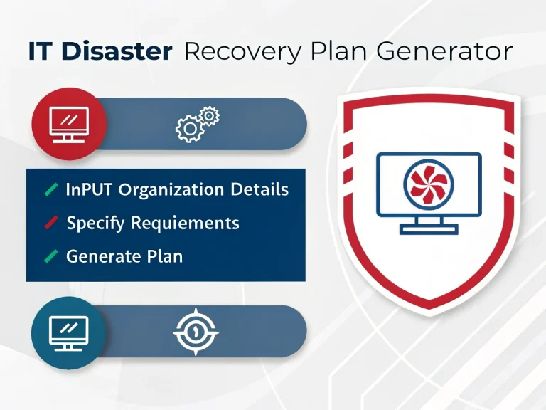 Transform your organization's IT security preparedness with our Disaster Recovery Plan Generator - creating comprehensive, customized recovery strategies in minutes.