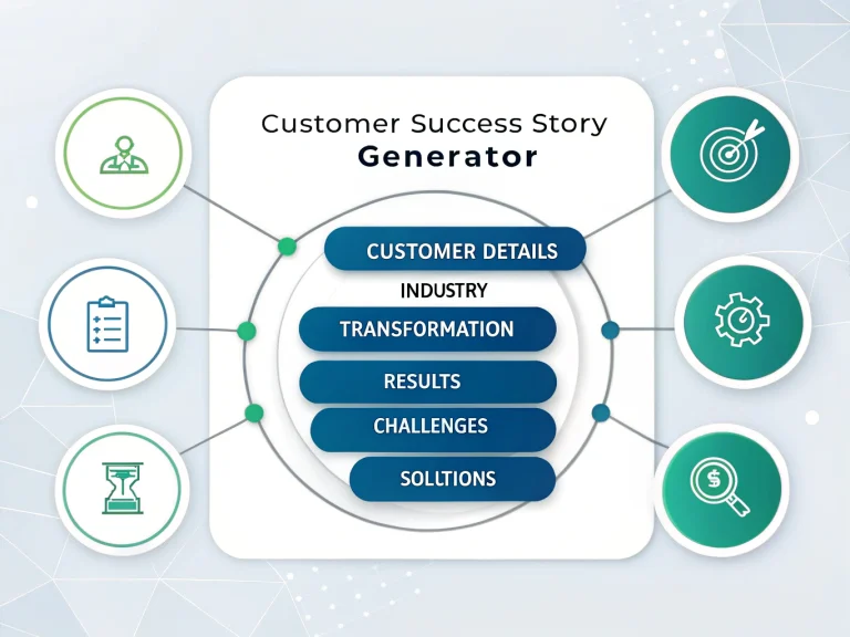 Transform your customer testimonials into compelling success stories with our intuitive Customer Success Story Generator - streamlining the creation of powerful case studies in minutes.