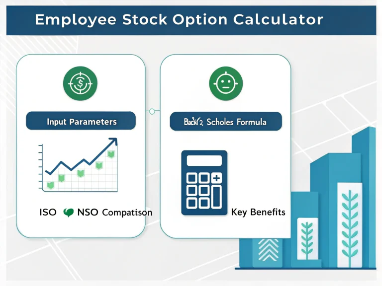 Master the complexity of employee stock options with our intuitive Black-Scholes calculator infographic, helping you make informed decisions about your equity compensation.