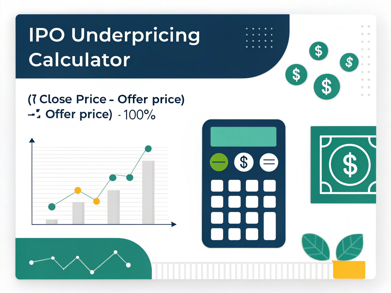 Discover the power of precise IPO analysis with our Underpricing Calculator - your essential tool for evaluating first-day returns and market performance in initial public offerings.